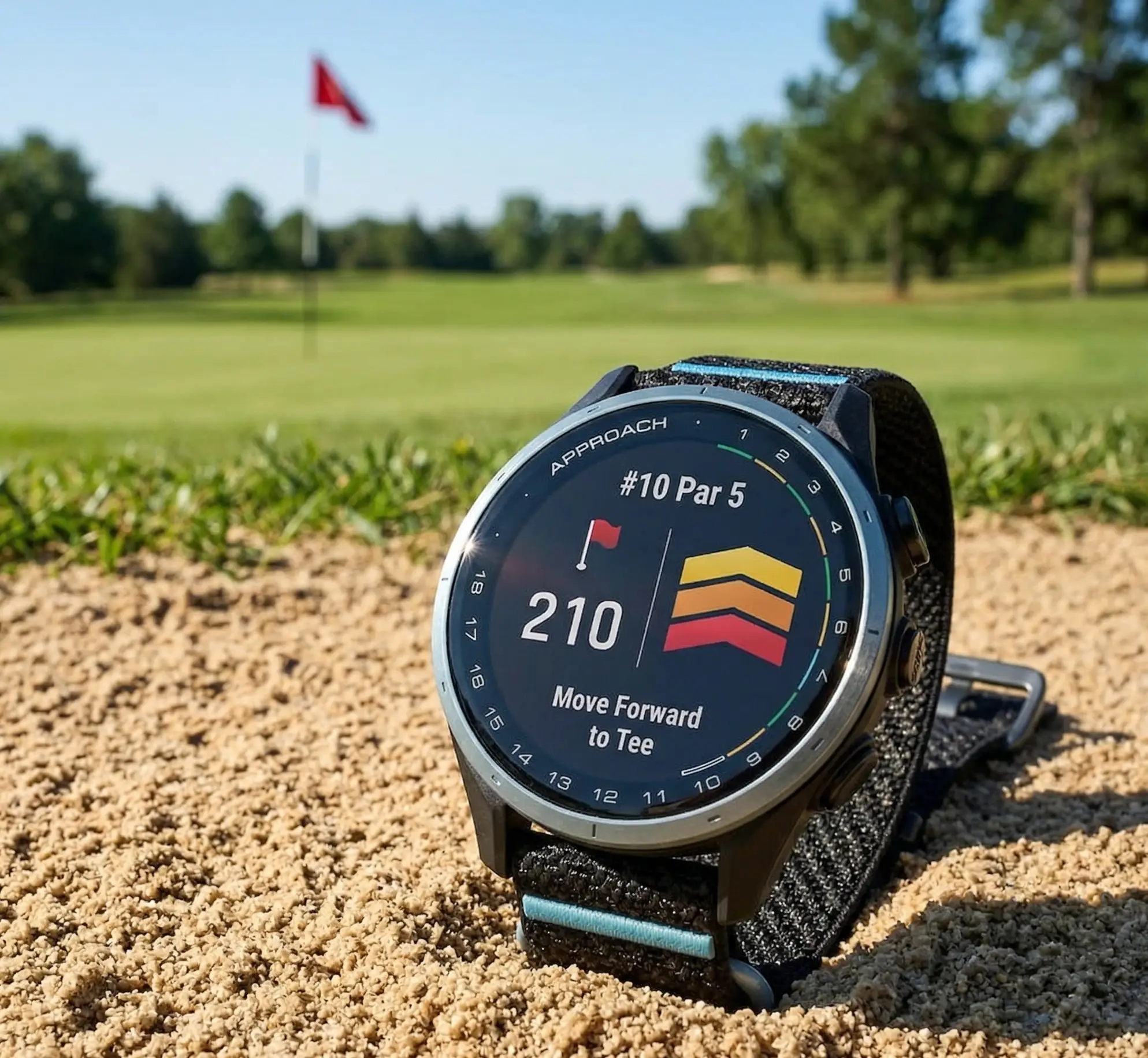 Garmin Approach J1 — affichage des distances GPS sur le parcours