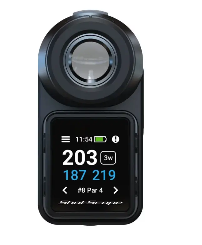 Shot Scope PRO LX+ — badges TAG clipsés sur les grips de clubs