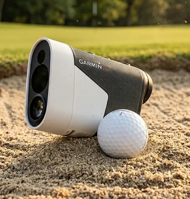 Écran couleur du Garmin Approach Z82 — Green View et carte du trou